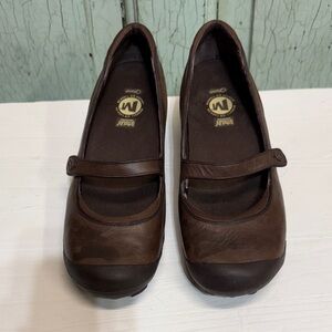 Merrell Brown Leather Mary Jane Shoes